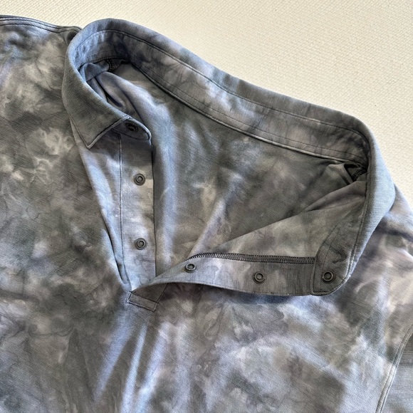 Lululemon Mens Evolution Polo *Wash in Diamond Dye Asphalt Grey Size Large EUC - Picture 6 of 12